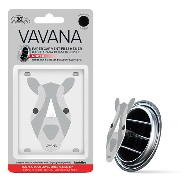 BUDDIES KAĞIT ARABA KLİMA KOKUSU GERGEDAN NEUTRAL - BEYAZ ÇAY VE ZENCEFİL 10cm-2.5cm-19cm