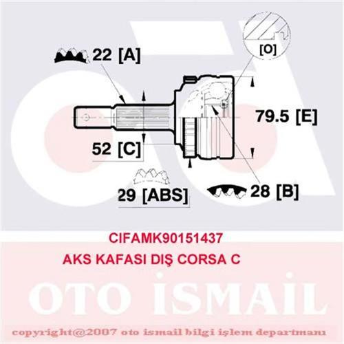 DIŞ AKS KAFASI CORSA B-C 94>06 COMBO B-C 94>11 TIGRA B 04>10 MERIVA A 04>10 ABS Lİ 29 DİŞ 22x28x52 152mm