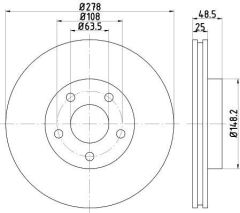 ÖN FREN AYNASI ADET FOCUS 04-12 CMAX 07-10 S40 06-10 C30 10-12 C70 06-13 V50 05-12 278x25x5DLxHVLI