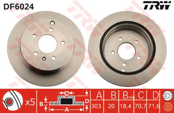 ARKA FREN AYNASI ANTARA 2.4-3.2 V6-2.0 CDTI 07 CHEVROLET CAPTIVA 2.4-3.2-2.0D 06 303x20x5DLxHAVALI