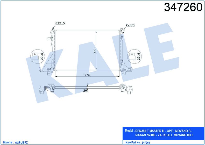 RADYATÖR MASTER 3-MOVANO B 2.3DCI-CDTI 10 KLİMALI 773x469x26 mm