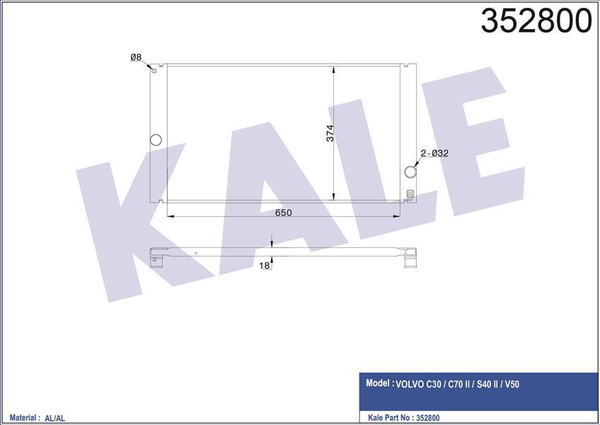 RADYATÖR VOLVO C30-C70 2-S40 2-V50 AL-PL-BRZ 650X376X24