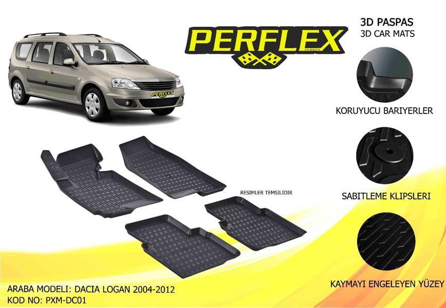 PERFLEX 3D X-MAT HAVUZLU PASPAS ÇEŞİTLERİ BEJ DACIA LOGAN 2004 2004 3D X-MAT 5 PCS