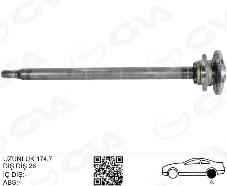 AKS MILI ARKA SAG INCE UZUN 893mm MERCEDES SPRINTER B906 . VW CRAFTER 30-35-50 Z:26-29 PORYALI