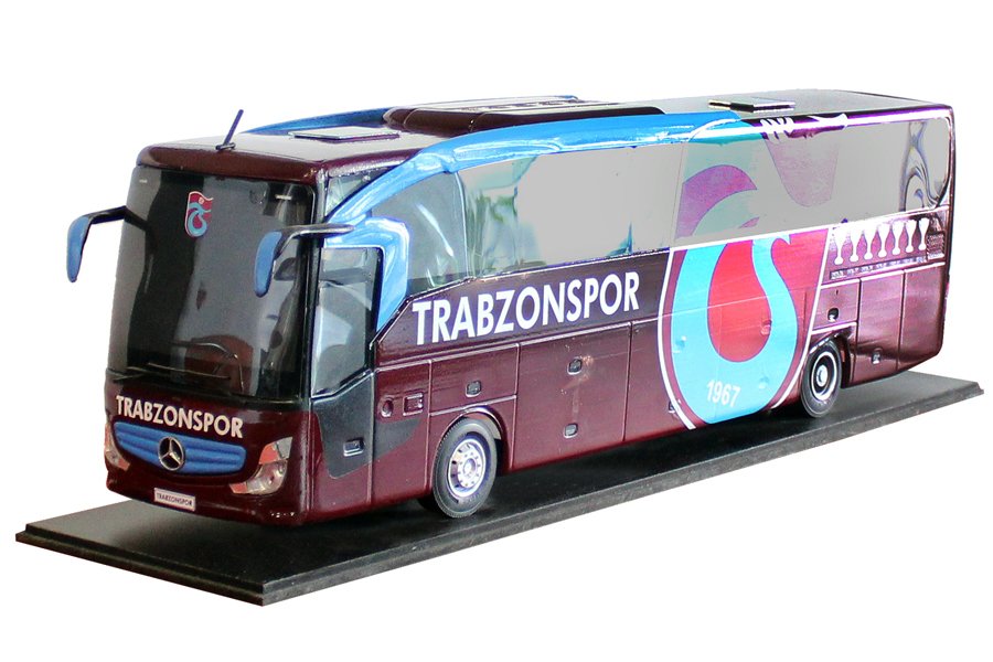MAKET BOY:60-YÜKSEKLİK:18CM 1:22 ÖLÇÜ MERCEDES TAKIM OTOBÜSÜ TRABZONSPOR