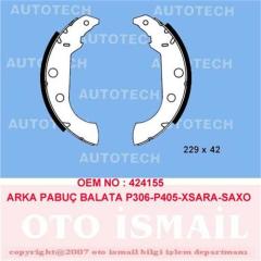 x ARKA PABUÇ BALATA XSARA 1.4HDİ 1.6 1.8 1.5D 98-05 306 1.6 1.8 94-01 405 92-95 228x42