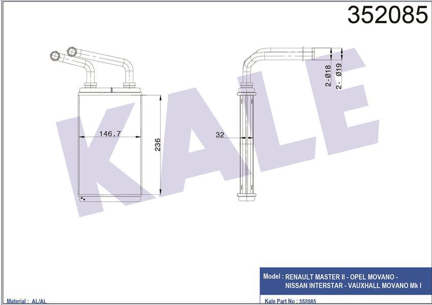 KALORİFER RADYATÖRÜ MASTER-MOVANO 2.5-3.0 DTI-DCI 235x145x42