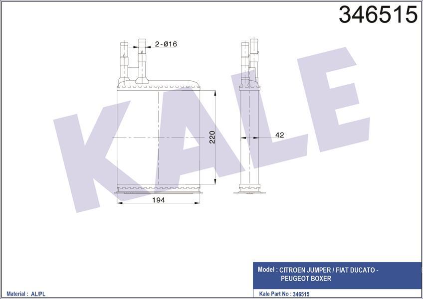 KALORİFER RADYATÖRÜ DUCATO-BOXER-JUMPER 94-02 220x195x42