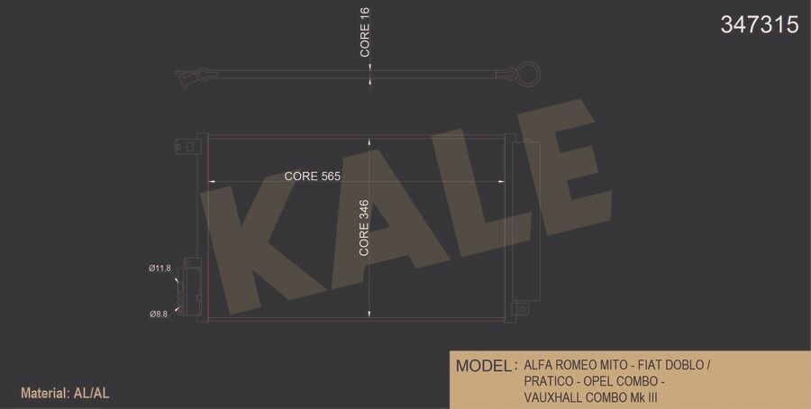 KONDANSER FIAT DOBLO 1.4 10 OPEL COMBO 12 ALFA ROMEO MITO 1.4 11