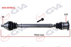 KOMPLE AKS SAĞ CADDY-GOLF5-JETTA-PASSAT 1.9-2.0 TDİ 03-09 754.5mm