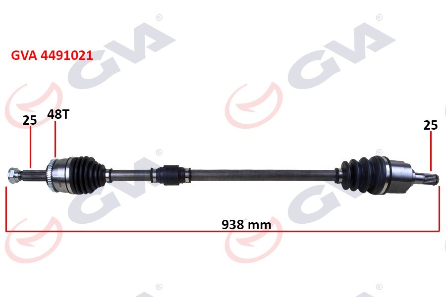 KOMPLE AKS SAĞ HYUNDAI İ20 1.4L D4FC CRDİ 08-15 ABS Lİ 25X27 - ABS 48 DİŞ KOMPLE BOY 938MM