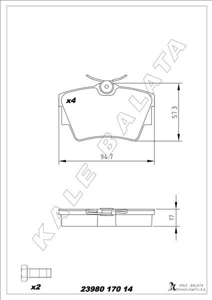 ARKA FREN BALATASI RENAULT TRAFIC 2 06 TRAFIC 3 15 OPEL VIVARO A 06 VIVARO B 15