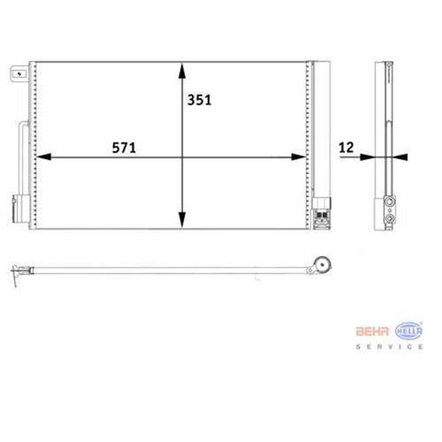KLİMA KONDENSERİ COMBO D-CORSA D-E ADAM-BIPPER-TEPEE-NEMO 1.2-1.4 HDI 08 FIORINO 1.4-1.3D MJ 07 571x351X12