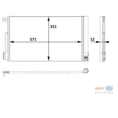 KLİMA KONDENSERİ COMBO D-CORSA D-E ADAM-BIPPER-TEPEE-NEMO 1.2-1.4 HDI 08 FIORINO 1.4-1.3D MJ 07 571x351X12