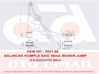 ALT SALINCAK ROTİLSİZ SAĞ JUMPER- DUCATO- BOXER 1800 kg. 94-02 490/415/75mm