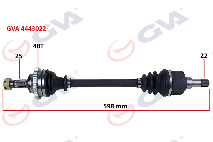 KOMPLE AKS SOL P206 1.6 16V-P206 CC 00 ABS Lİ 48DİŞ 598mm