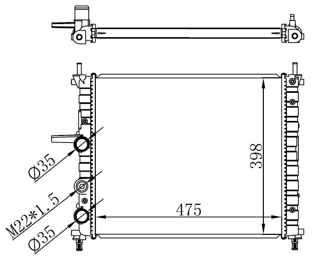 RADYATÖR BRAZİNG BRAVO-BRAVA-MAREA 1.2i-1.4i-1.6i 96 MEK. 475x395x22