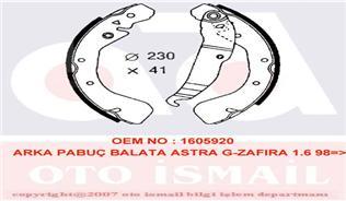 ARKA PABUÇ BALATA ASTRA F-G-H-COMBO 01 05 VECTRA B 95-03 ZAFIRA A 99 05 228X42