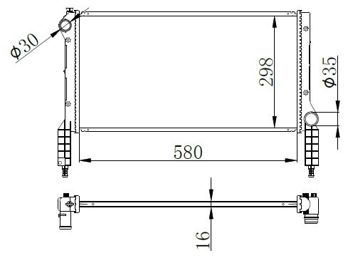 RADYATÖR BRAZİNG DOBLO 01 1.2-1.6 16V-1.9D MEK KLİMASIZ 580x298x16