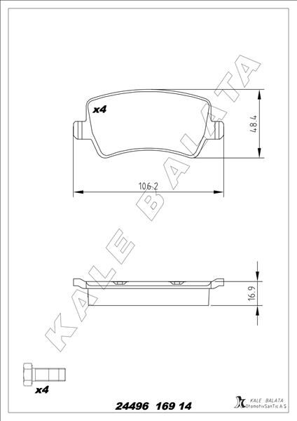 ARKA FREN BALATASI S-MAX 09 06 GALAXY 3 06 VOLVO S60 10 S80 06 V60 -V70 06 XC60 08 XC70 06