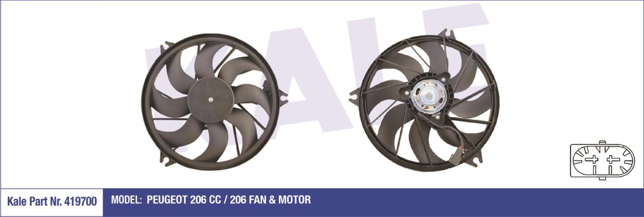 FAN MOTORU DAVLUMBAZLI P206 1.1-1.4-1.4-1.6-2.0 16V-1.6HDI-2.0HDI 98 160W-380mm