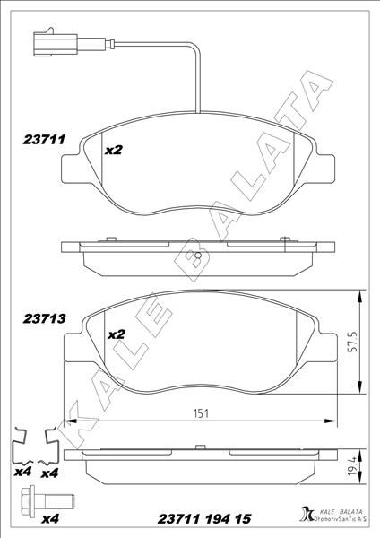 ÖN FREN BALATASI FİŞLİ FIAT BRAVO 2 08 14 EGEA HB 15 ALFA ROMEO MITO 08 15 LANCIA DELTA 3 08 1