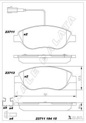 ÖN FREN BALATASI FİŞLİ FIAT BRAVO 2 08 14 EGEA HB 15 ALFA ROMEO MITO 08 15 LANCIA DELTA 3 08 1