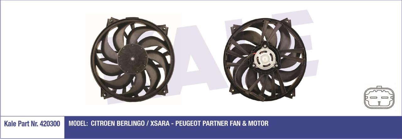 FAN MOTORU DAVLUMBAZLI PARTNER 02 BERLINGO 02 XSARA 00 307 00 350W-385mm
