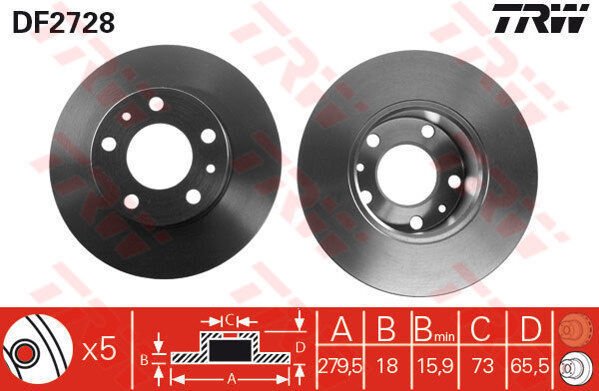 ÖN FREN AYNASI BOXER 94-4.02 JUMPER 94-4.02 DUCATO 94/4.02 280x18x5DL 1.4Q
