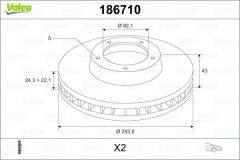 ÖN FREN AYNASI TRANSİT V184 00 ARKADAN ÇEKİŞLİ 294x24.5x5DLxHAVALI x