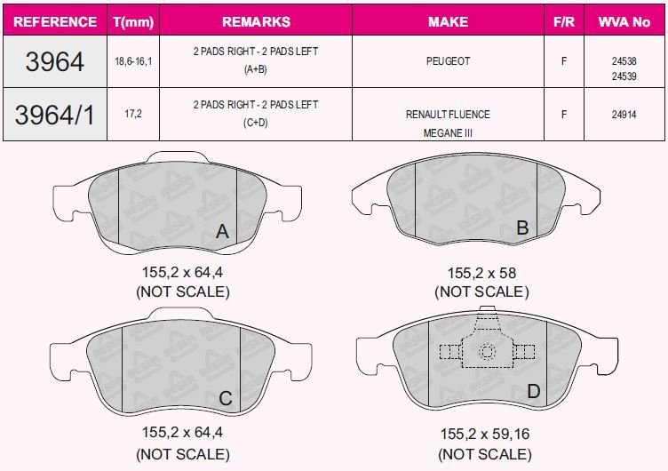 ÖN BALATA MEGANE 3-SCENIC 3 09 FLUENCE-DUSTER 10 LODGY 12 1.6 16V-2.0 16V-1.5 DCI 410605961R-440603905R