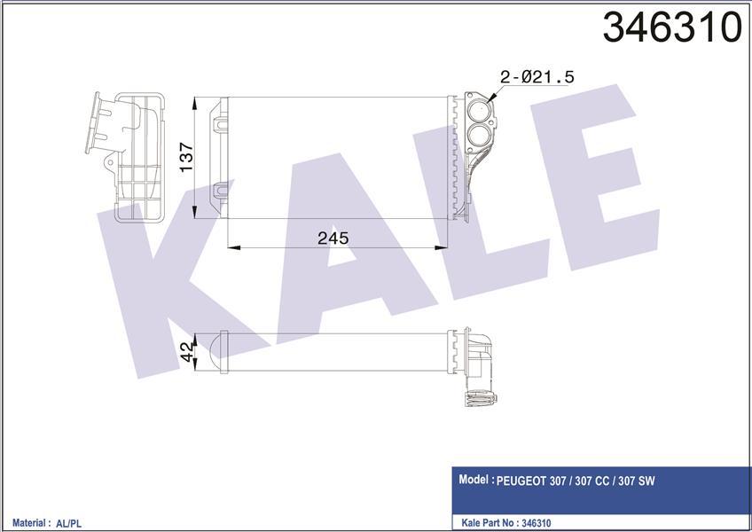 KALORİFER RADYATÖRÜ 307 00 242x135x42 / AC AL/MKNK