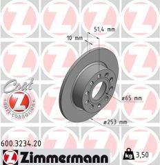ARKA FREN AYNASI GOLF 5-VI-OCTAVIA 04 TOLEDO 3 ALTEA 04 LEON 04 CADDY 3 A3 03 255x10x9DL 986479099-DF4276