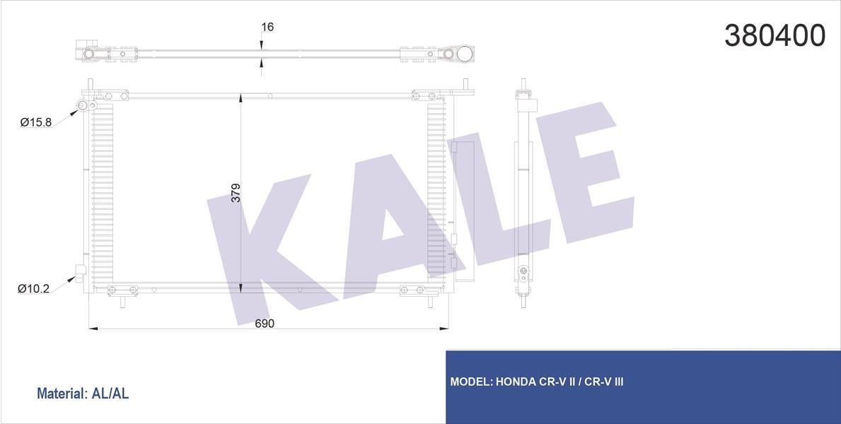KLİMA KONDENSERİ CRV 2-3 AL/AL 690x379x16