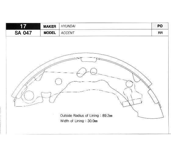 ARKA KAMPANA PABUÇ BALATA HYUNDAI ACCENT 1.3L 1.5L 4G13 4G15 95-00 / ATOS 1.0L 1.1L 98-