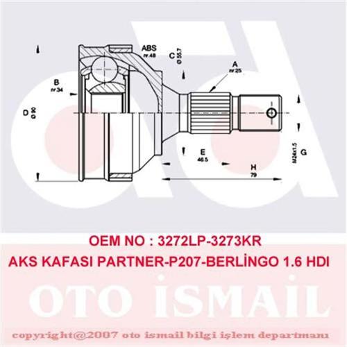 x AKS KAFASI DIŞ PARTNER-P207-BERLINGO-XSARA 1.6 HDI 06 15-0585