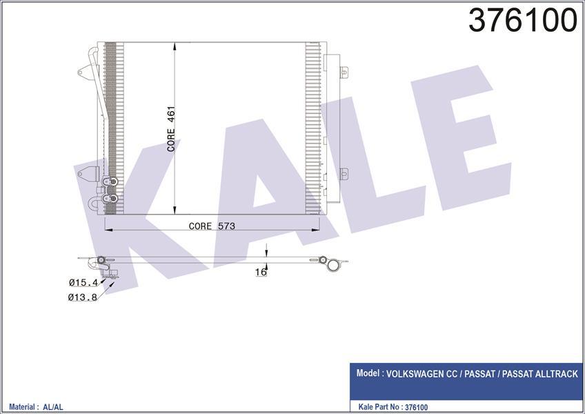 KLİMA KONDENSERİ PASSAT 05 1.4TSI-1.8TSI-2.0TSI-3.2FSI-3.6FSI 575X460X16 AL/AL