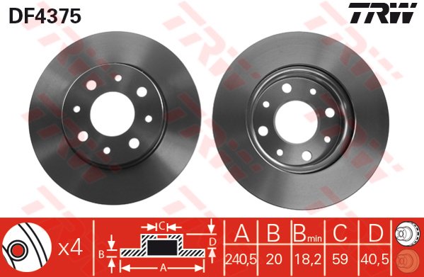 ON FREN DISKI FIAT 500 08 500C 09 PANDA 12 FORD KA 1.3 TDCİ 09 0.9-1.2-1.4-1.3DMTJ 240.5