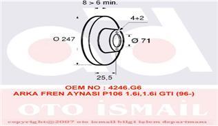 ARKA FREN AYNASI P106 SAXO 1.6i.1.6i GTI 96 206 98 306 97-01 XSARA 97 247x8x4DL