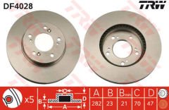 ÖN FREN DİSKİ HAVA KANALLI HONDA CR-5 2.0L B20 96-01 / HR-5 1.6L D16W1 99-07 / PRELUDE 2.0L F20A4 92-96 2.2L H22A4 97-01 282 çap x 5 bijon - Takım disk fiyatıdır