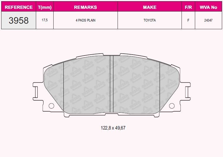 ÖN BALATA TOYOTA YARIS 1.0 VVT-I 01/2006 11 ABS SİZ