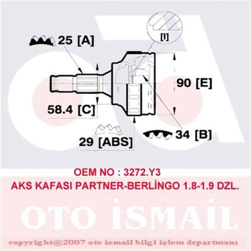 x AKS KAFASI DIŞ PARTNER-BERLINGO-XSARA 1.8-1.9D 96 ABS Lİ 15-1302