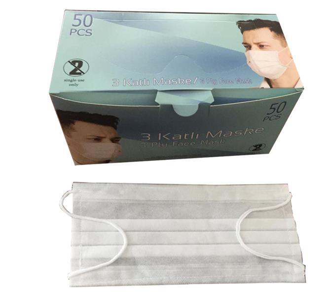 3 KATLI MEDİKAL LASTİKLİ TELLİ YÜZ MASKESİ BEYAZ MELTBLOWN HIRDAVAT