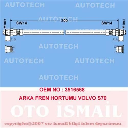 x ARKA FREN HORTUMU VOLVO S60 00 XC70 02 S70 00 S80 00-06