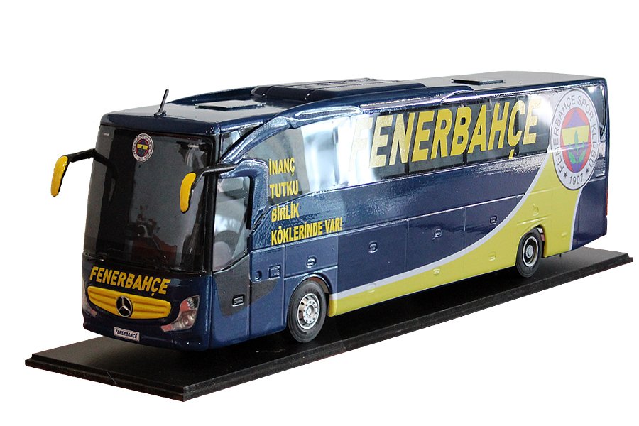 MAKET BOY:60-YÜKSEKLİK:18CM 1:22 ÖLÇÜ MERCEDES TAKIM OTOBÜSÜ FENERBAHÇE