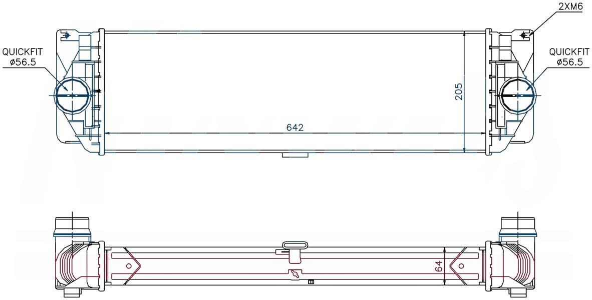 TURBO RADYATÖRÜ BRAZİNG INTERCOOLER A/M 642X205X64 SPRİNTER 06 /CRAFTER 06 96526