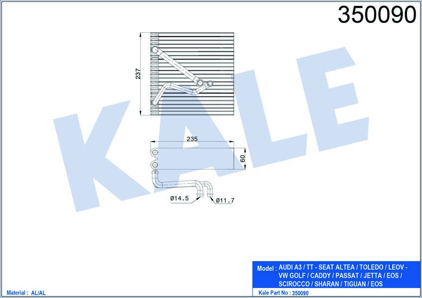 EVAPORATOR A3-TT-SEAT ALTEA-TOLEDO-LEOV-VW GOLF-CADDY-PASSAT-JETTA-EOS-SCIROCCO-SHARAN-TIGUAN-EOS