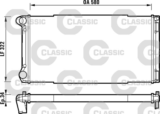 x RADYATÖR CLASSIC PUNTO 1.8-1.9DS-1.9 JTD 99 580x308x32