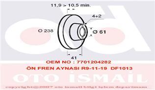 ÖN FREN AYNASI R9-R11-R19 CLIO 1 91 CLIO 2 98 MEGANE 1 96 TWINGO 96 CLIO SYMBOL 00 LOGAN 06 SANDERO 08 238x12 4 DELİK