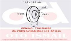 ÖN FREN AYNASI R9-R11-R19 CLIO 1 91 CLIO 2 98 MEGANE 1 96 TWINGO 96 CLIO SYMBOL 00 LOGAN 06 SANDERO 08 238x12 4 DELİK